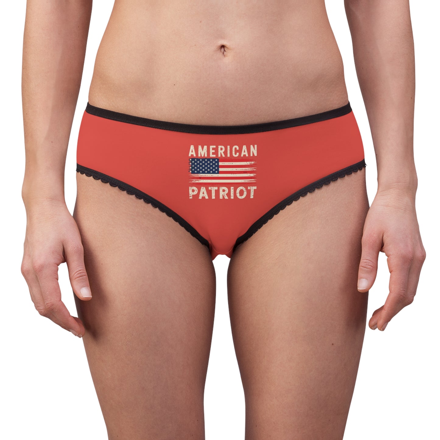 "American Patriot" with Flag #02, Women's Briefs (Carmine Pink)