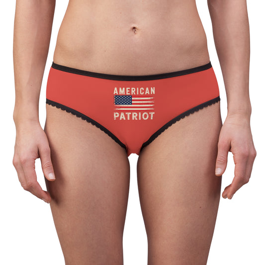 "American Patriot" with Flag #02, Women's Briefs (Carmine Pink)