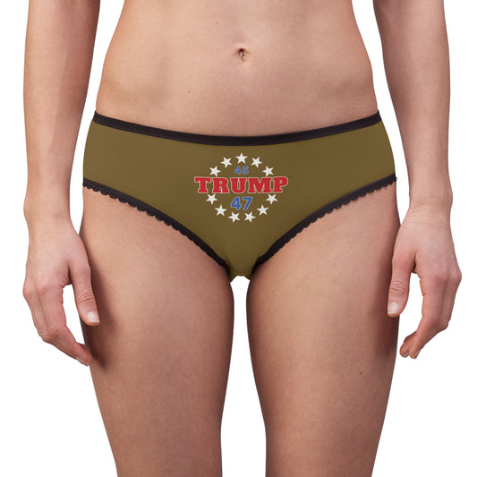 "Trump 45-47 Circle of Stars", Women's Briefs (Warplate Bronze)