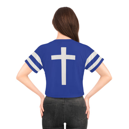 "Faith Overcomes Fear", Crop Tee (Patriot Blue)