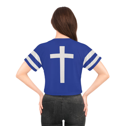 "Faith Overcomes Fear", Crop Tee (Patriot Blue)