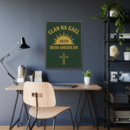 "Clan na Gael - Irish American", Framed Paper Poster (Fenian Green)