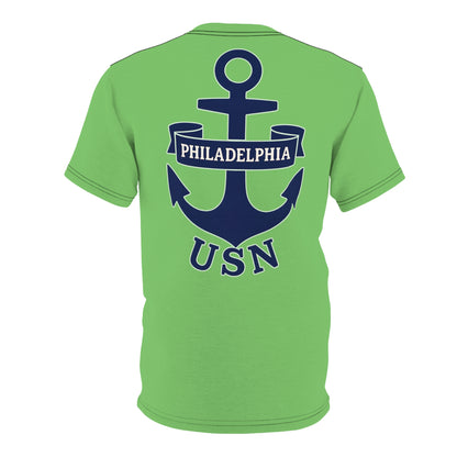 "USN Anchor", Unisex T-shirt (Bottle Glass Light)