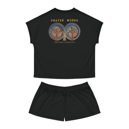 "Prayer Works - Criosdaidh Gàidhealach", Women's Short Pajama Set (White or Black Collar)