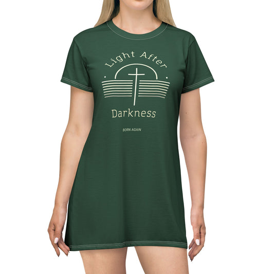 "Light After Darkness - Born Again", T-Shirt Dress (Evergreen)