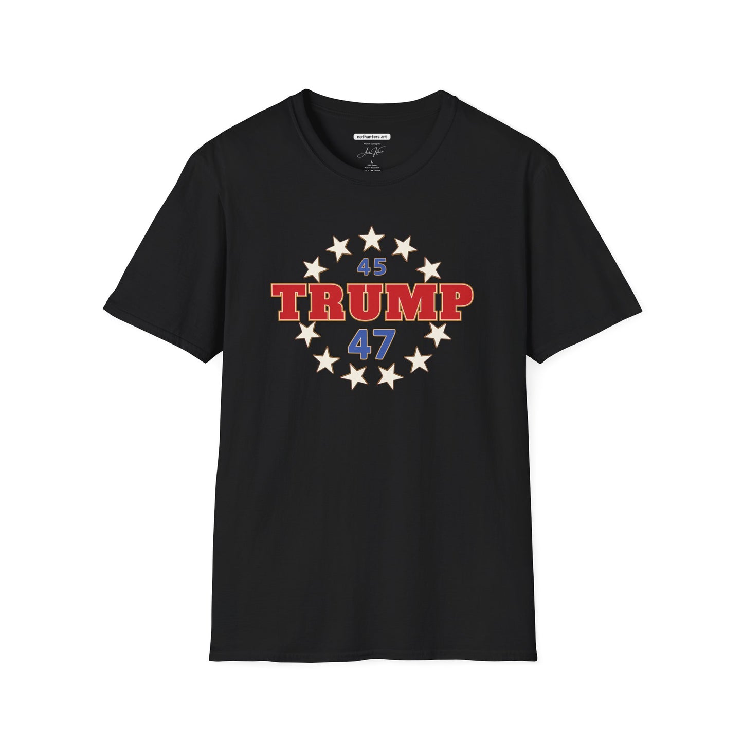 "Trump 45-47 Circle of Stars", Unisex Softstyle T-Shirt