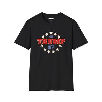 "Trump 45-47 Circle of Stars", Unisex Softstyle T-Shirt