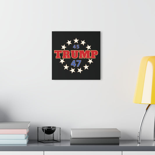 "Trump 45-47 Circle of Stars", Acrylic Wall Prints (French Cleat Hanging) (Void Black)