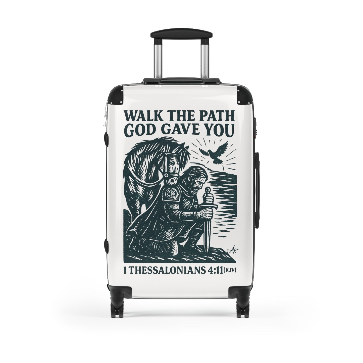 "1 Thessalonians 4:11 (KJV), Suitcases (Porcelain White)