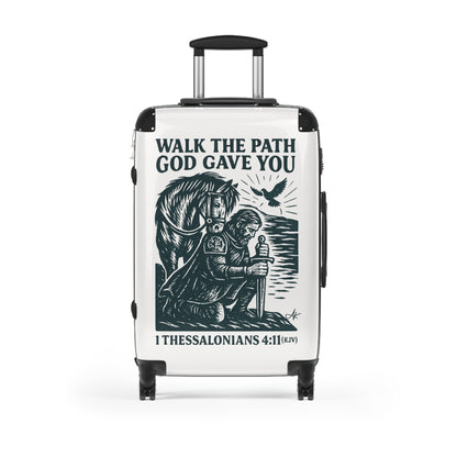 "1 Thessalonians 4:11 (KJV), Suitcases (Porcelain White)