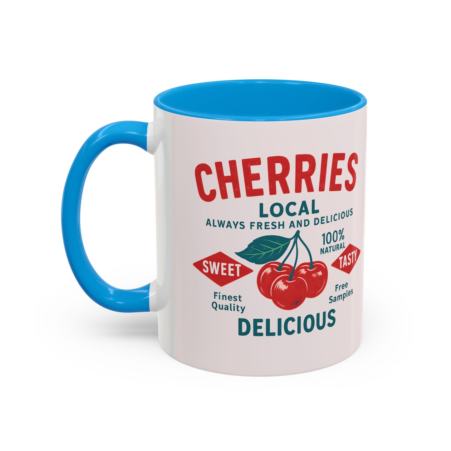 "Delicious Cherries", Colorful Mugs (11oz, 15oz) (Sea Salt Sherbet)