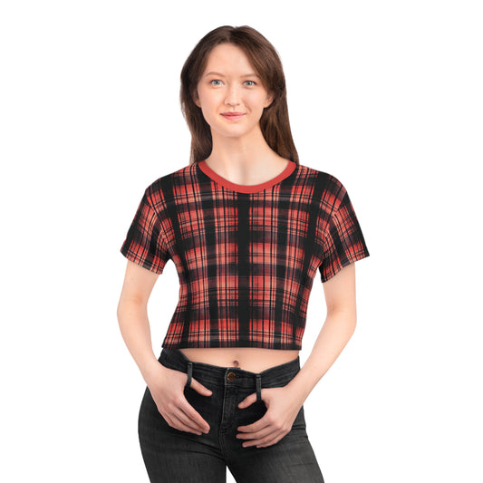 "Kin of Flame", Crop Tee (Faded Red Collar)