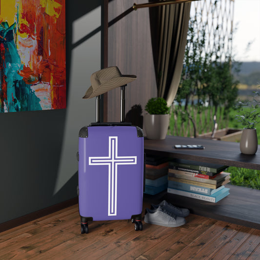 "A Simple Cross" Suitcases (Purple Blue)