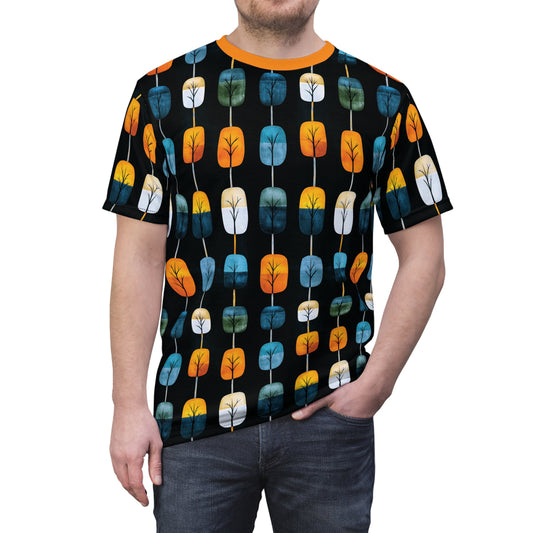 "Skyroot Grove", Unisex Tee (Bold Orange Collar)