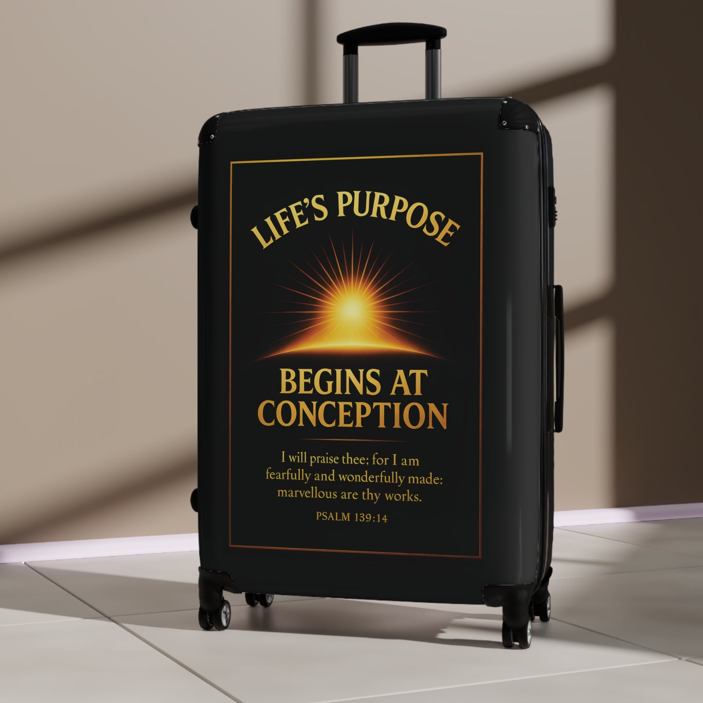 "Life's Purpose, Psalm 139:14", Suitcase (Righteous Black)