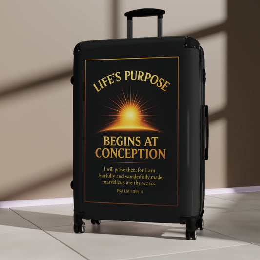 "Life's Purpose, Psalm 139:14", Suitcase (Righteous Black)