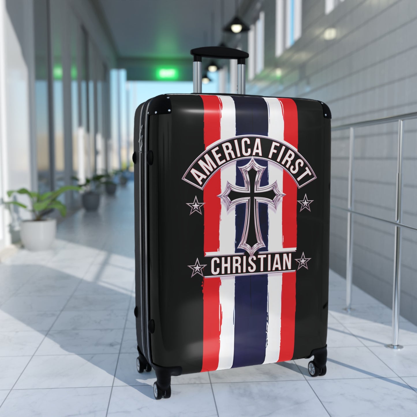 "America First Christian" Wall Art #03 Suitcases (Moonless Black)