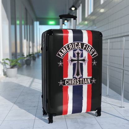 "America First Christian" Wall Art #03 Suitcases (Moonless Black)
