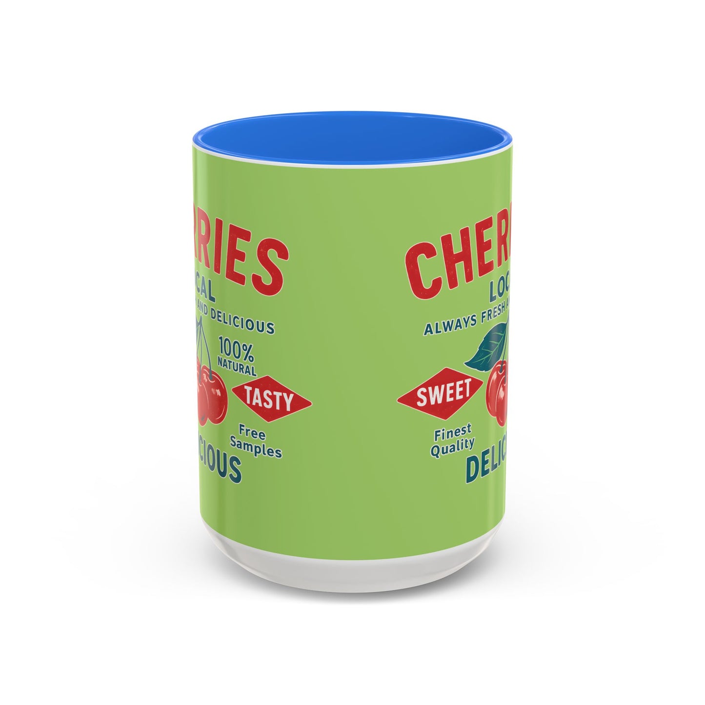 "Delicious Cherries", Colorful Mugs (11oz, 15oz) (Orchard Lime)