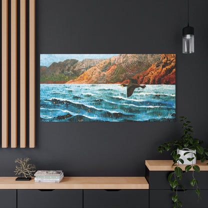 "Sky Kin II – Gannet on the Weather Edge", Fine Art Matte Canvas, Stretched, 1.25"