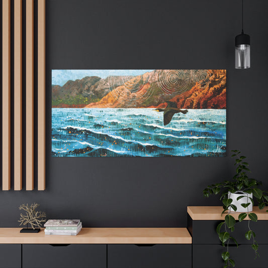 "Sky Kin II – Gannet on the Weather Edge", Fine Art Matte Canvas, Stretched, 1.25"