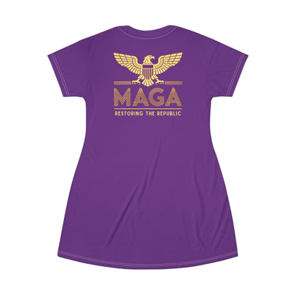 "MAGA - Restoring the Republic", T-Shirt Dress (Vesper Violet)