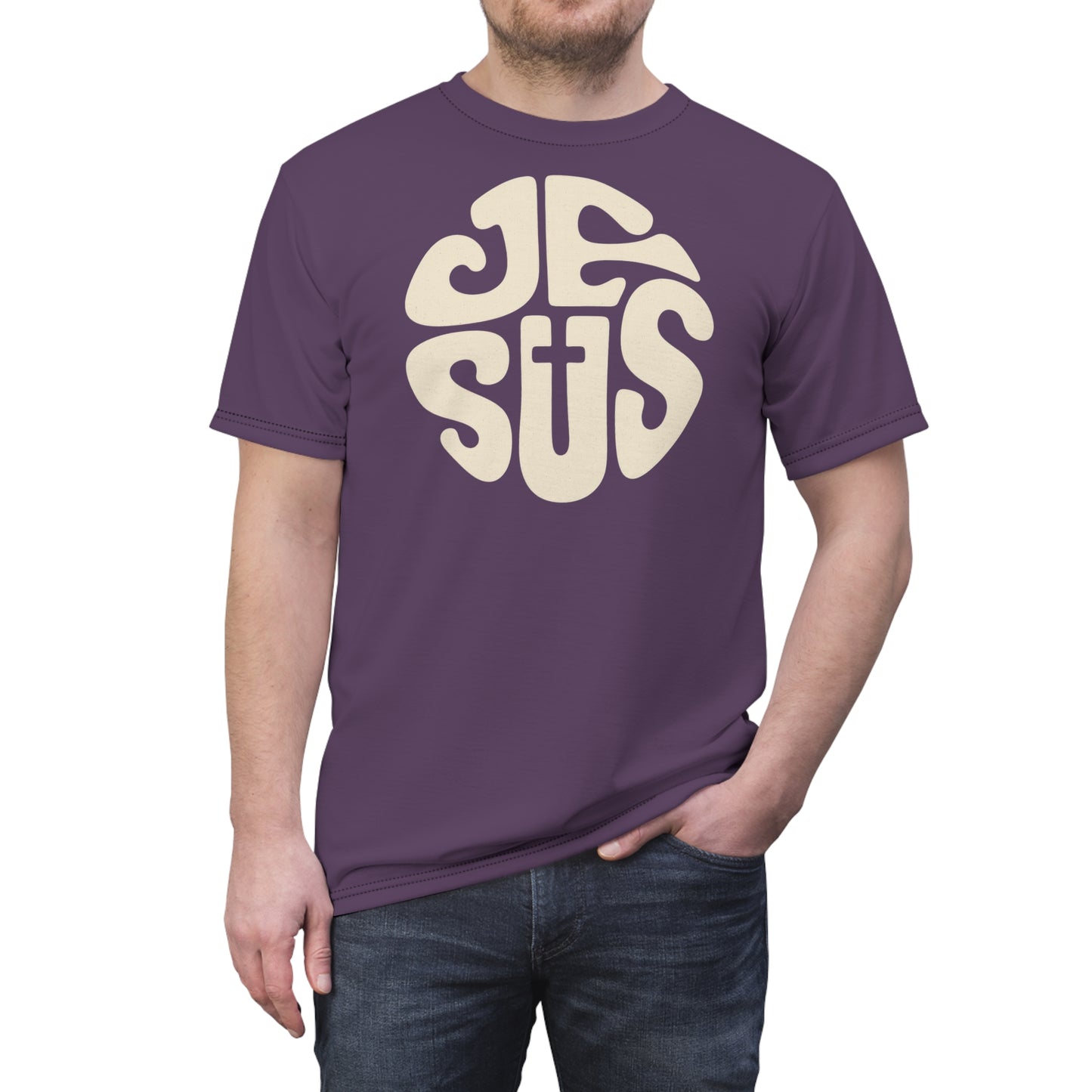 "Retro Jesus", Unisex T-shirt (Purple People Eater)