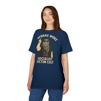 "Beware Woke - Voltaire", Wearable Art Unisex T-shirt (Höpfner Blue)