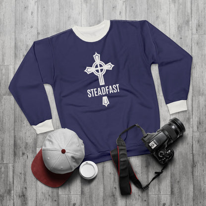 "Steadfast Cross", Unisex Sweatshirt (Midnight Blue)