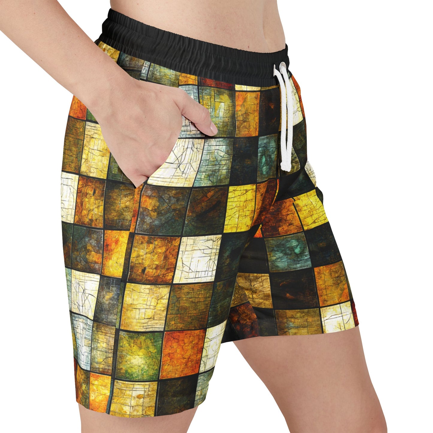 "Wood Block Pattern" #01, Swim Shorts