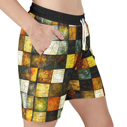 "Wood Block Pattern" #01, Swim Shorts