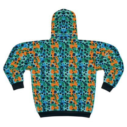 "Midnight Coral", Unisex Wearable Art Zip Hoodie