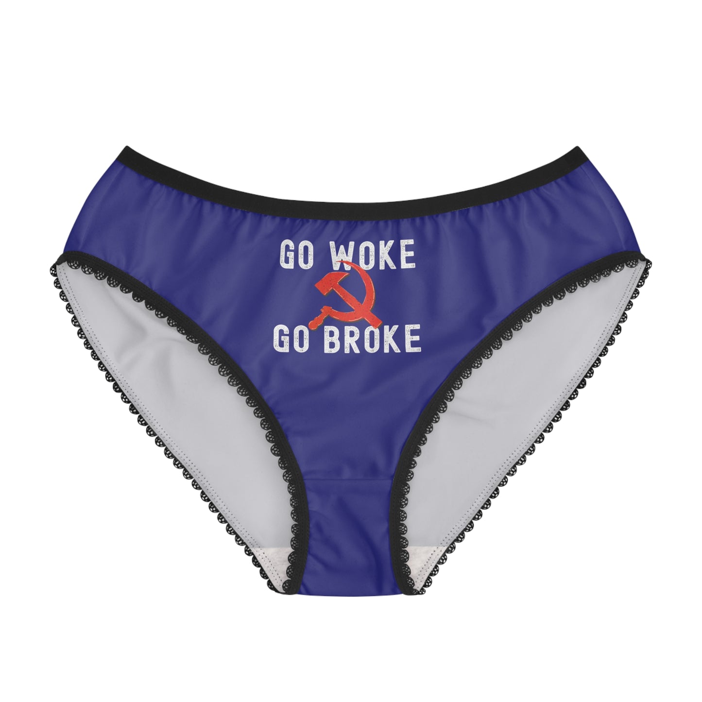"Go Woke Go Broke (Communist)", Women's Briefs (Intense Blue)
