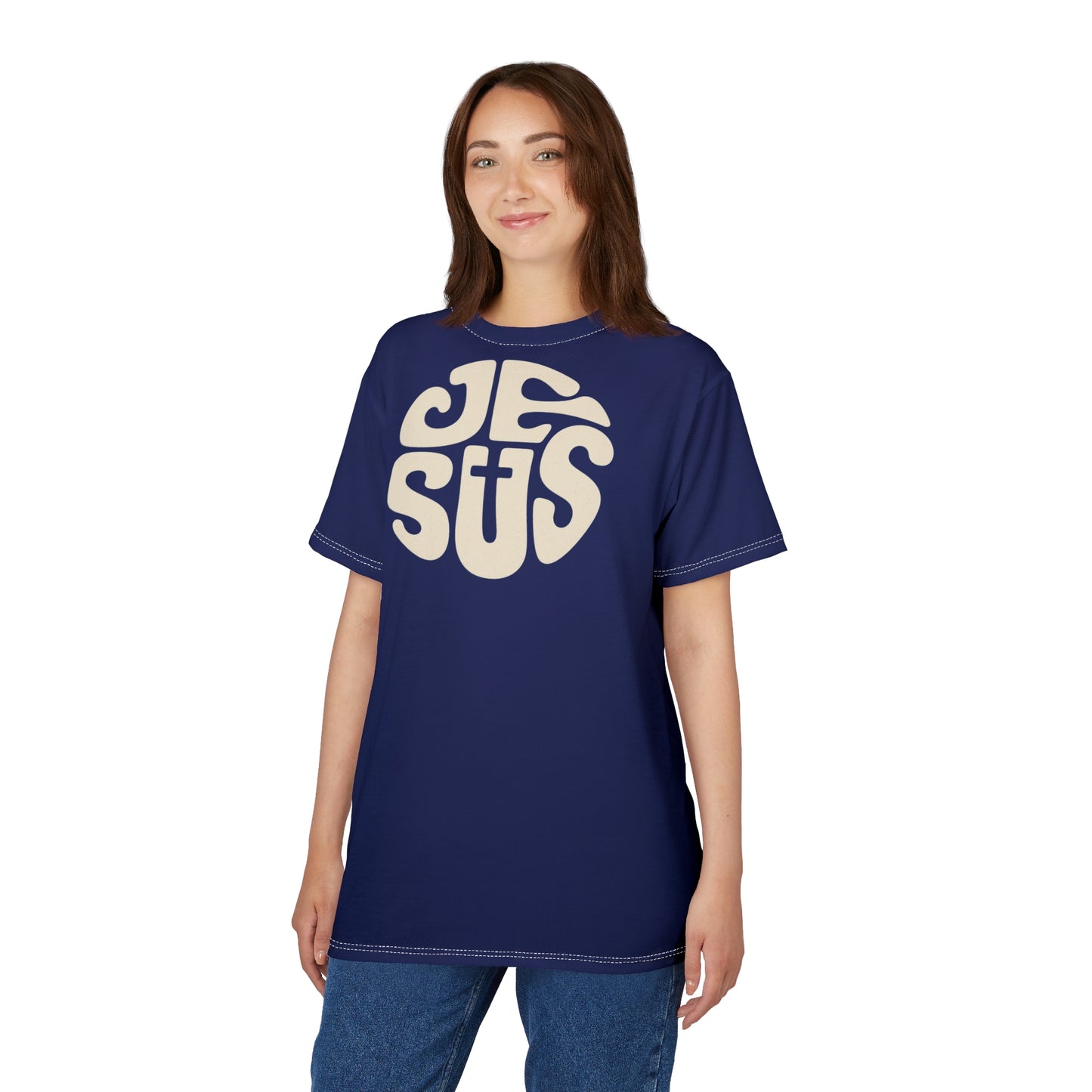 "Retro Jesus", Unisex T-shirt (Norway Blue)