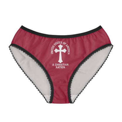 "USA - A Christian Nation" #04, Women's Briefs (Old Glory Red)