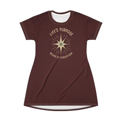 "Life's Purpose Begins at Conception #02", T-Shirt Dress (Marsden 1800)