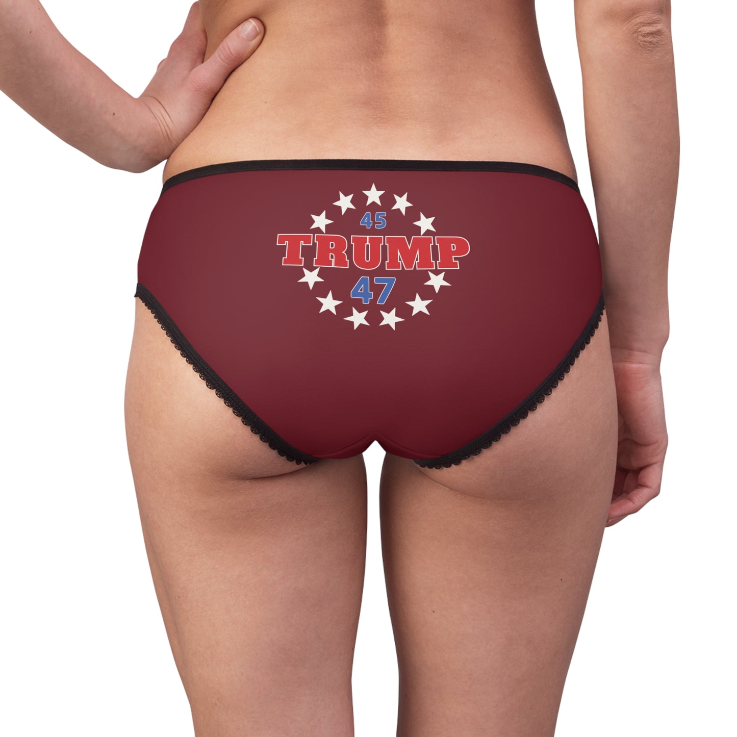 "Trump 45-47 Circle of Stars", Women's Briefs (Dark Cherry Red)