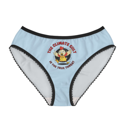 "The Climate Cult" (Chicken Little), Women's Briefs (Arctic Blue)