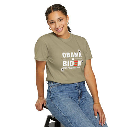 "Obama & Biden Shot President Trump", Unisex Black T-shirt