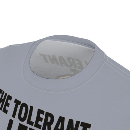"The Tolerant Left", Unisex T-shirt (Concrete Grey)