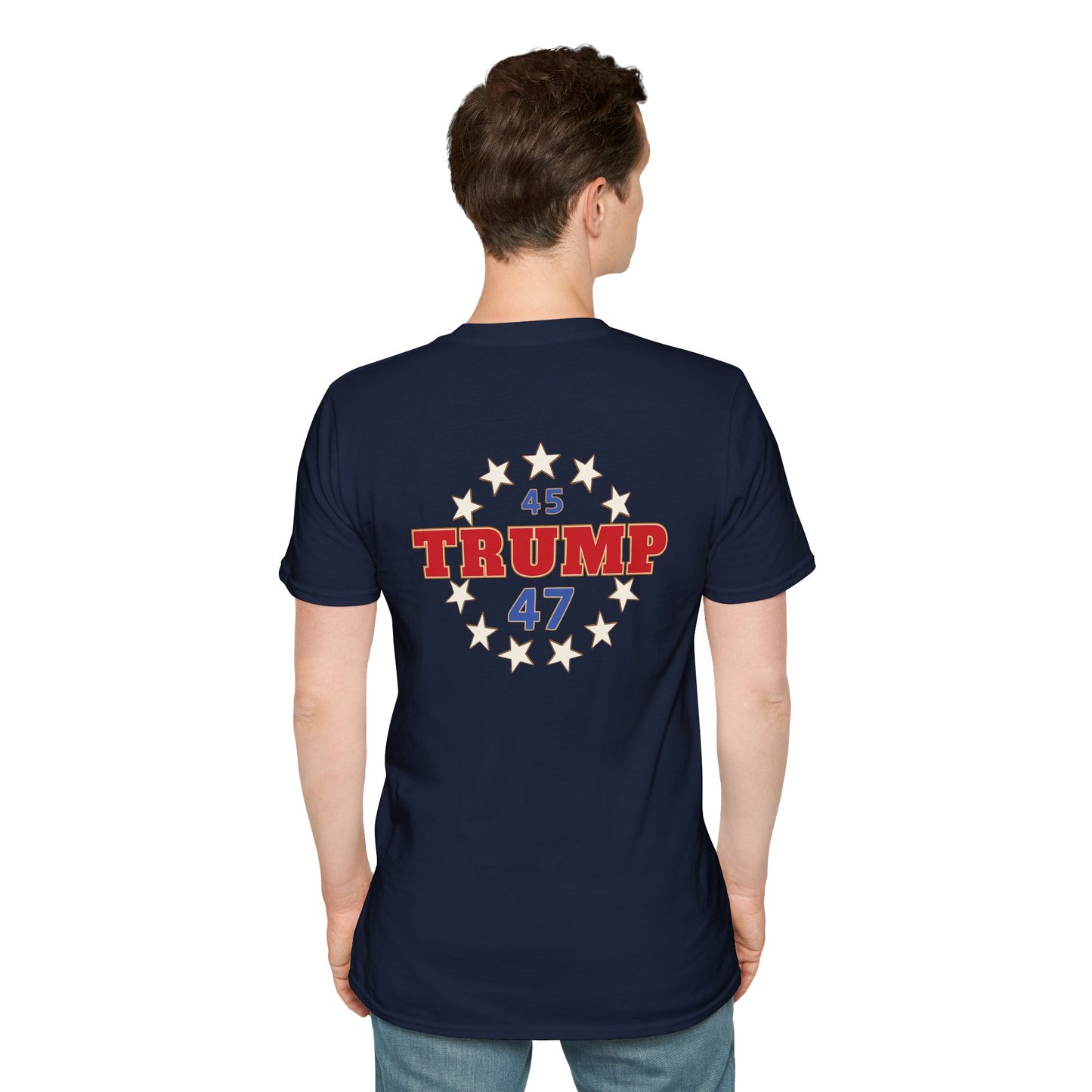"Trump 45-47 Circle of Stars", Unisex Softstyle T-Shirt