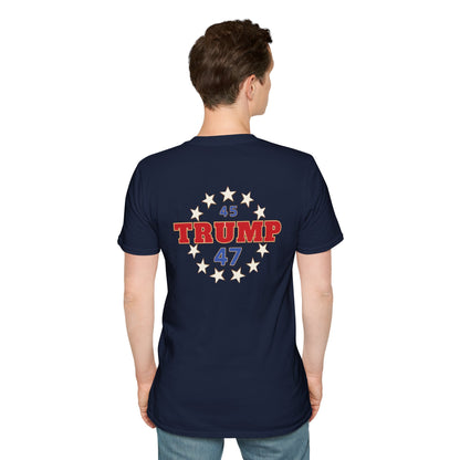 "Trump 45-47 Circle of Stars", Unisex Softstyle T-Shirt