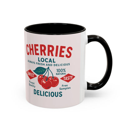 "Delicious Cherries", Colorful Mugs (11oz, 15oz) (Sea Salt Sherbet)