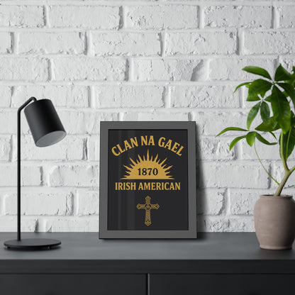 "Clan na Gael - Irish American", Framed Paper Poster (Raven Black)