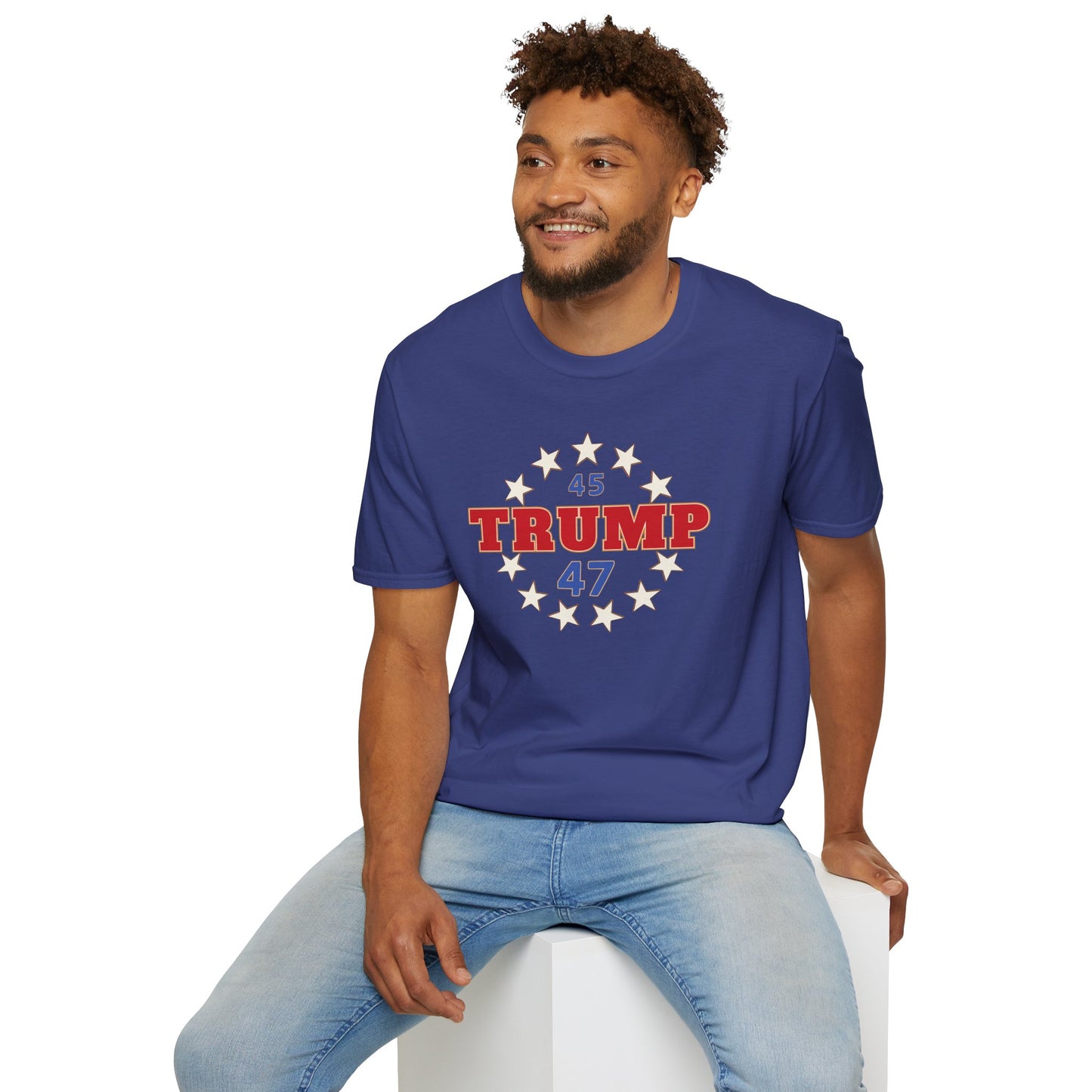 "Trump 45-47 Circle of Stars", Unisex Softstyle T-Shirt