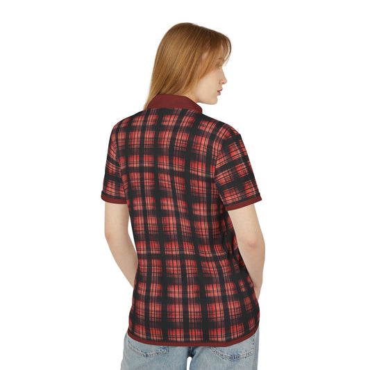 "Kin of Flame", Unisex Polo Shirt (Harvard Red Collar)