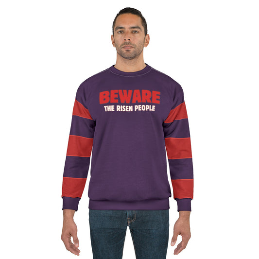 "Beware the Risen People", Unisex Sweatshirt (Red Tint Purple)