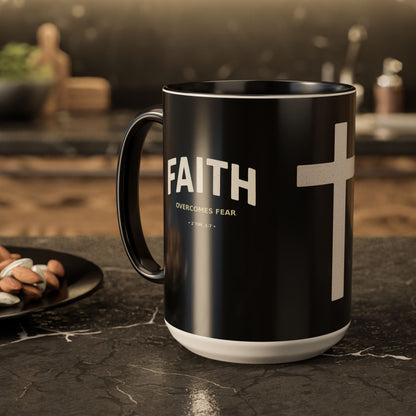 "Faith Overcomes Fear", Colorful Mugs (11oz, 15oz)