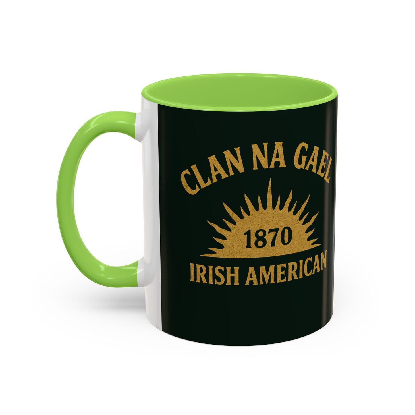 "Clan na Gael - Irish American", Colorful Mugs (11oz, 15oz) (Túath Green)