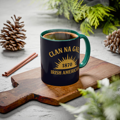 "Clan na Gael - Irish American", Colorful Mugs (11oz, 15oz) (Black Rock Blue)